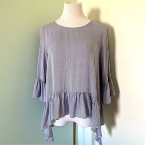 Simply Vera Wang Women’s Asymmetrical Blue Striped Blouse Size M